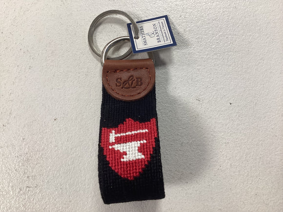 Key fob with hand-stitched anvil