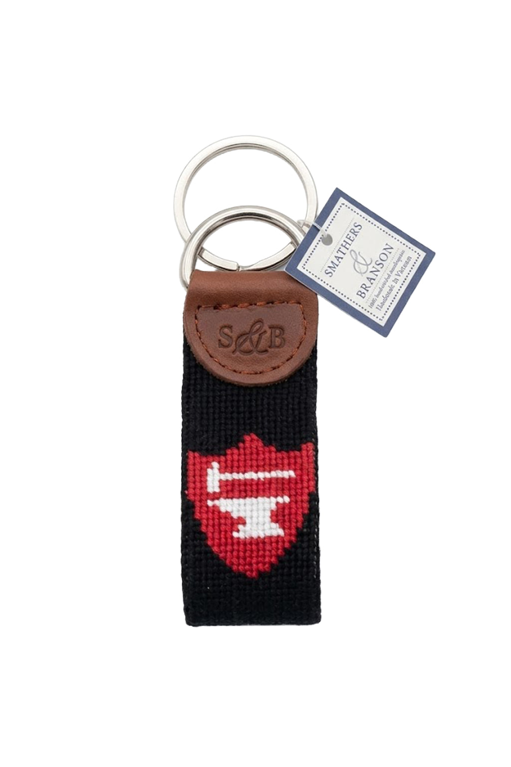 Key fob with hand-stitched anvil