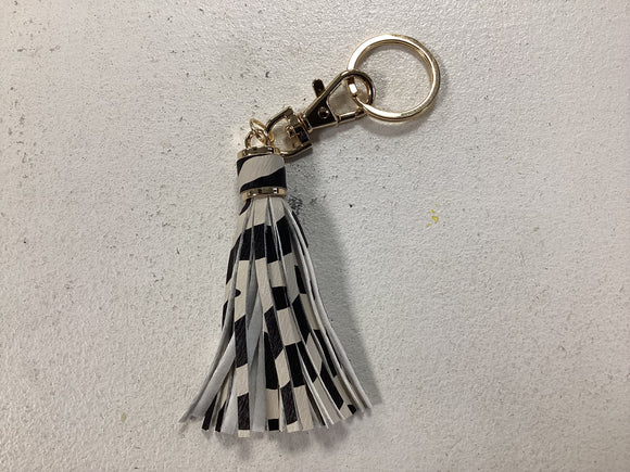 Zebra Print Tassel Key Chain