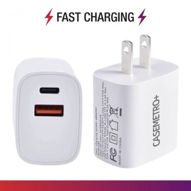 Fast Dual port USB-C and USB-A Wall Charger