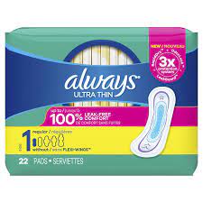 Always Ultra Thin Regular Maxi Pads w/Flexi-wings 22 count