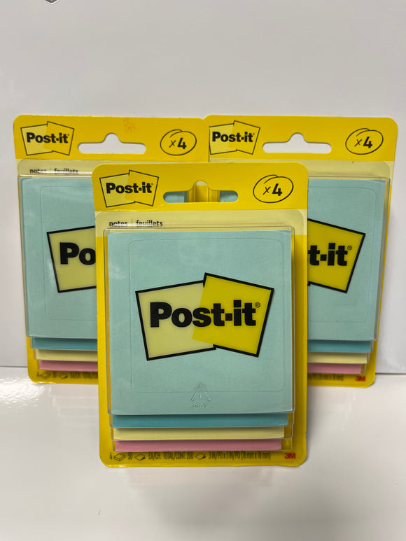 Post-it Notes 3x3 pastel colors 4 pack