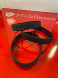 Middlesex Silicone Wristband, Black with debossed Middlesex logo