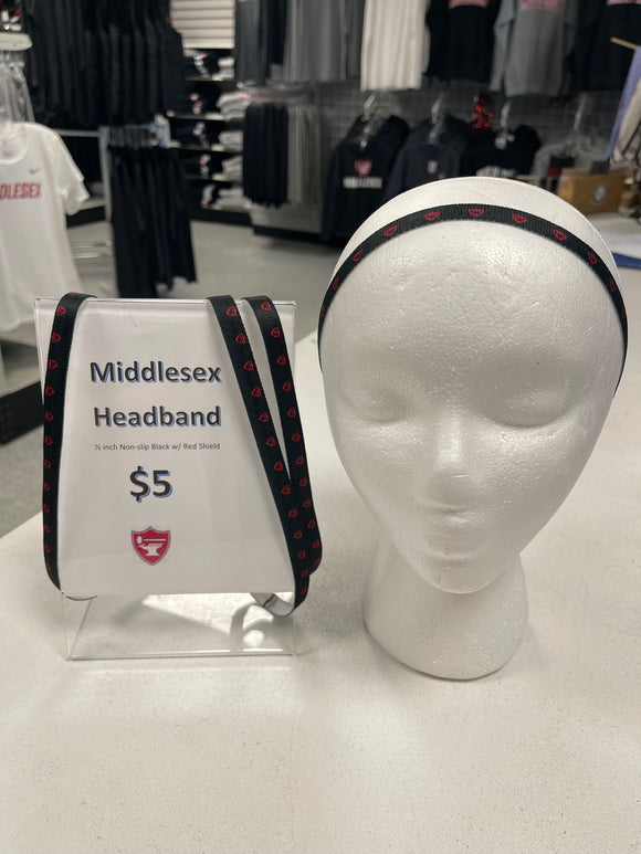 Middlesex Headband Black with Red Shield