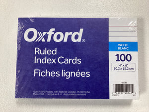 Oxford 4" by 6" ruled index cards